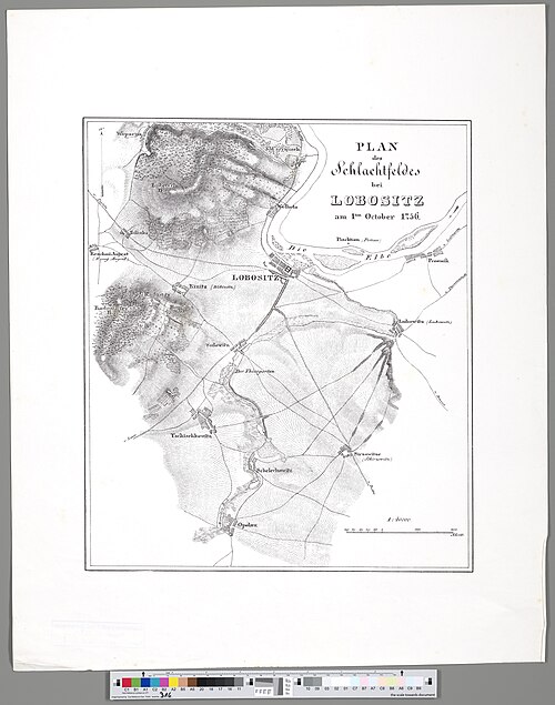 Plan bitwy pod Lobositz, październik 1756