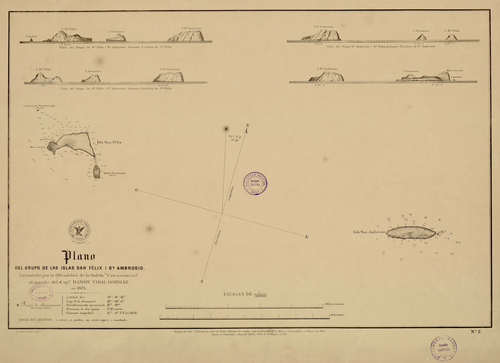 Mapa wysp San Félix i San Ambrosio 1874