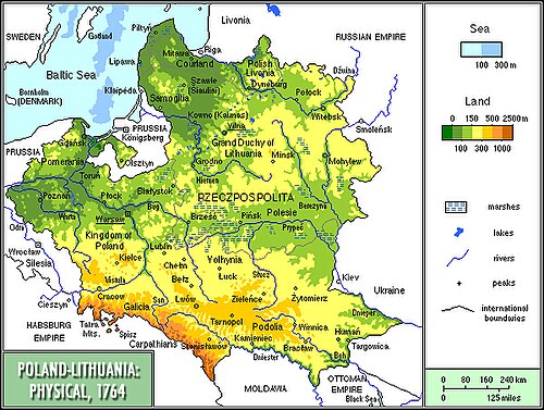 Mapa fizyczna Polski 1764