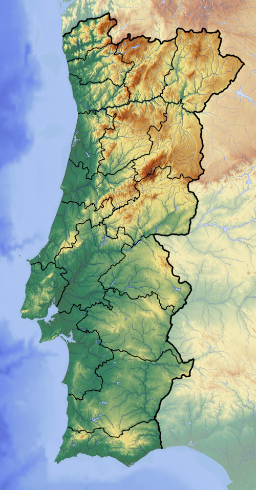 Mapa lokalizacji Portugalii - topograficzna