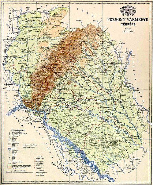 Mapa powiatu Pozsony