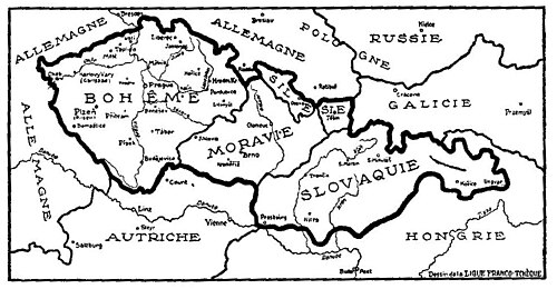 Mapa propagandowa w La Nation Tchèque