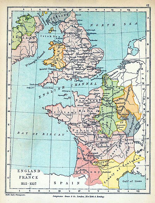 Mapa Anglii-Francji 1152-1327