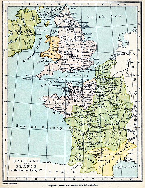 Mapa Anglii-Francji za Henryka I