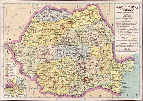 RSR, mapa administracyjna, 1966