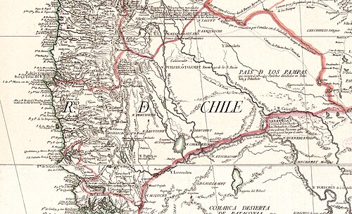 Historyczny region Araukanía w Chile 1775
