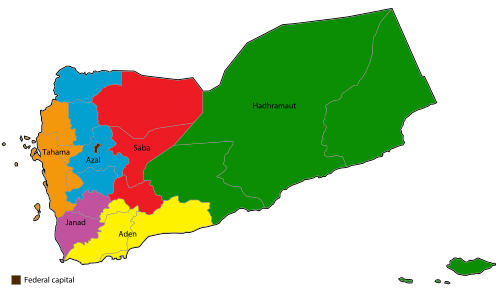 Mapa regionów Jemenu