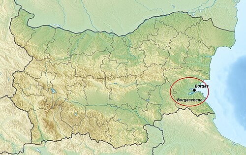 Mapa topograficzna Bułgarii - Równina Burgas