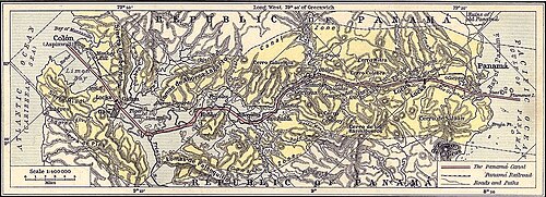 Mapa topograficzna z 1911 r., Kanał Panamski