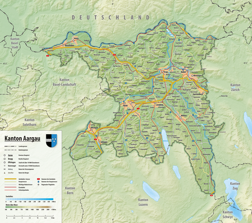 Mapa urzeźbienia Aargau