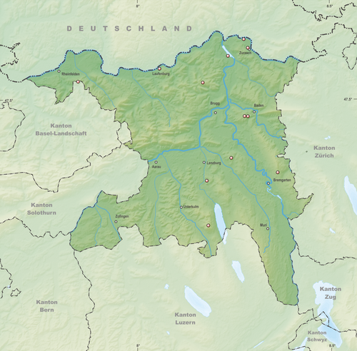 Mapa urzeźbienia Aargau - Wieże widokowe