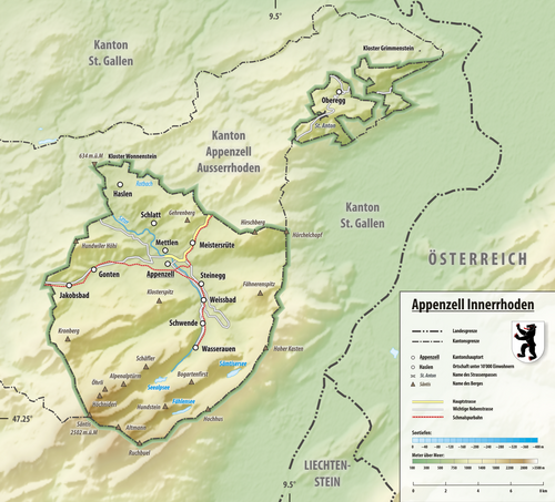 Mapa rzeźby Appenzell Innerrhoden
