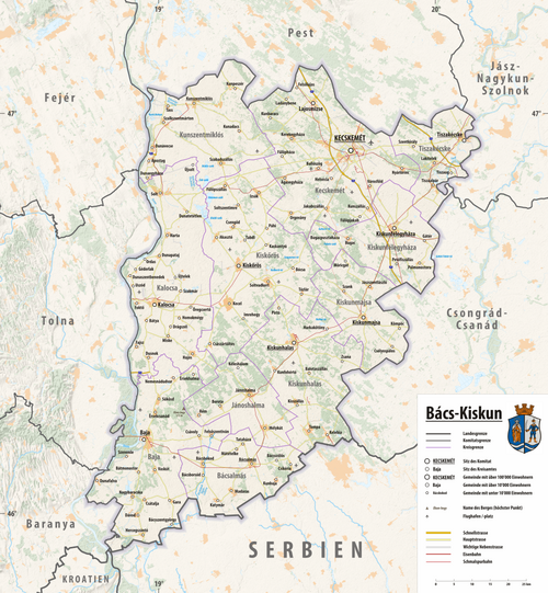Mapa rzeźby Bács-Kiskun 2025