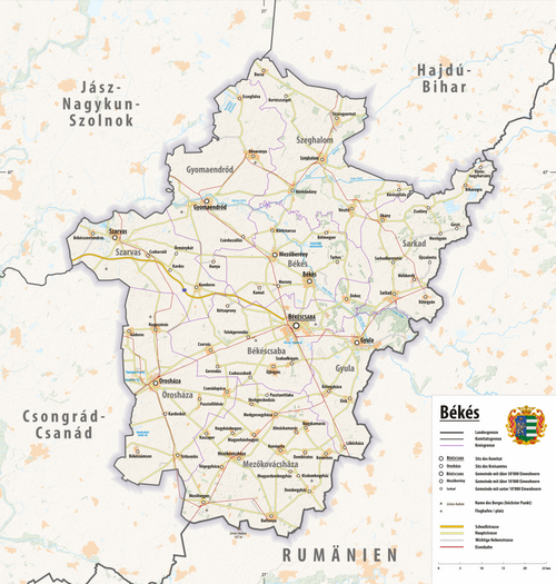 Mapa rzeźby Békés 2025