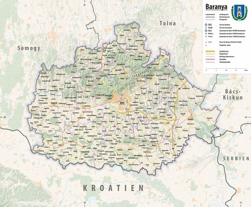 Mapa rzeźby terenu Baranya 2025