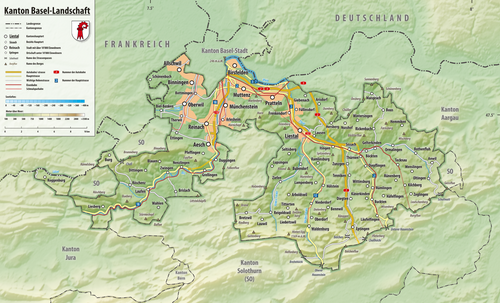 Mapa rzeźby Bazylea-Landschaft