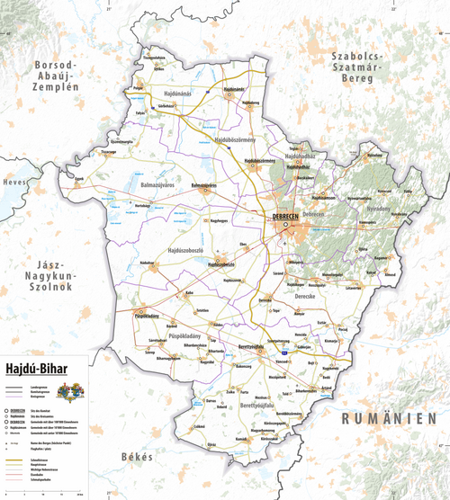 Mapa rzeźby Hajdú-Bihar 2025