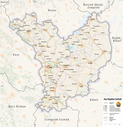 Mapa rzeźby Jász-Nagykun-Szolnok
