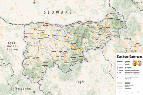 Mapa rzeźby Komárom-Esztergom