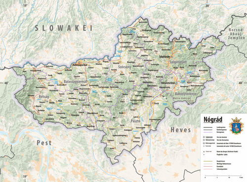 Mapa rzeźby Nógrád