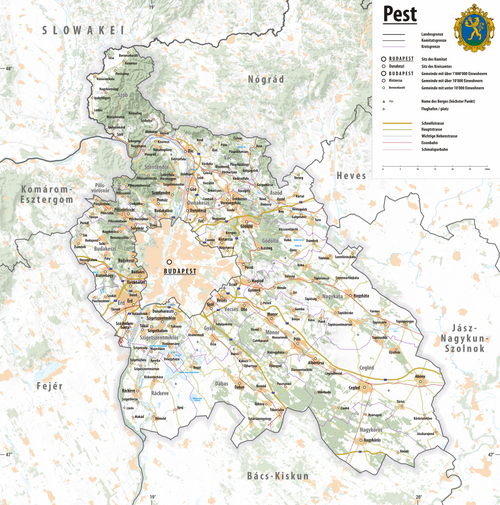 Mapa rzeźby Pest