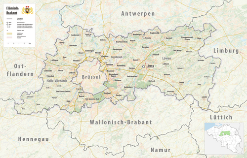Mapa topograficzna prowincji Flandria Brabancka 2024