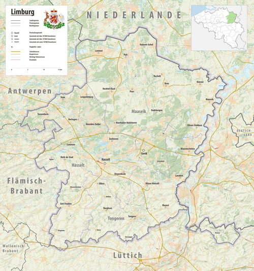 Mapa topograficzna prowincji Limburg 2025