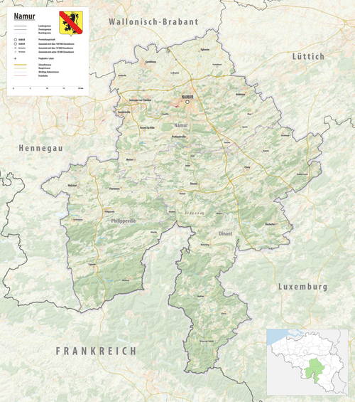 Mapa topograficzna prowincji Namur 2024
