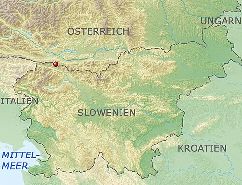 Mapa rzeźby terenu Słowenia-Karyntia
