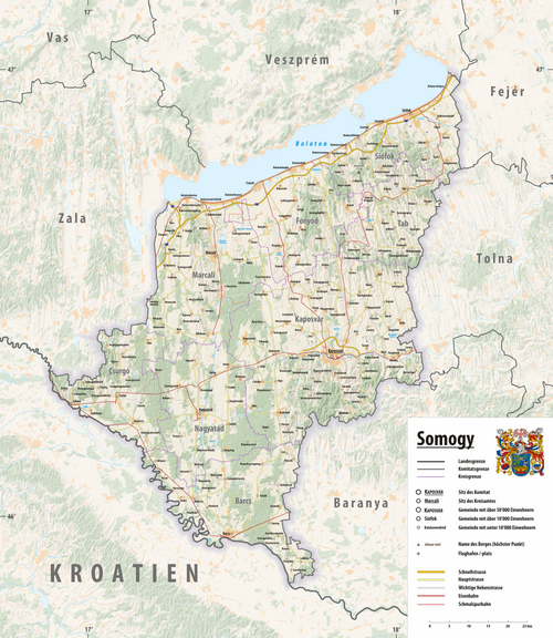 Mapa rzeźby terenu Somogy 2025