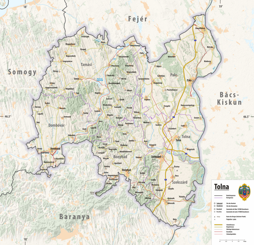 Mapa rzeźby terenu Tolna 2025