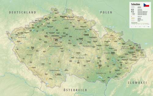 Mapa relief Czech 2025