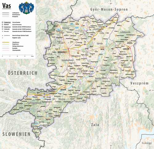 Mapa rzeźby terenu Vas 2025