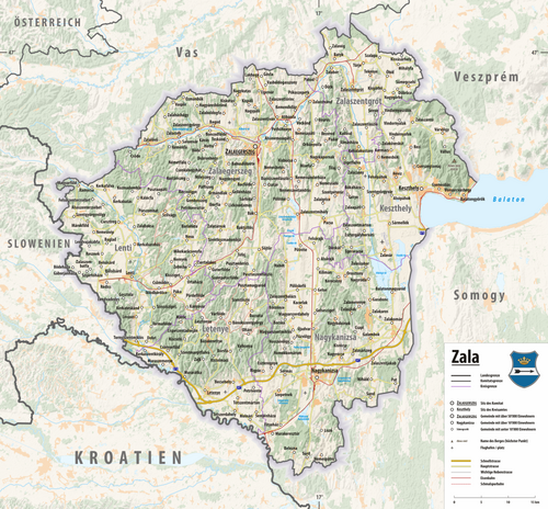 Mapa rzeźby terenu Zala 2025