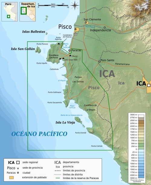 Mapa topograficzna Paracas