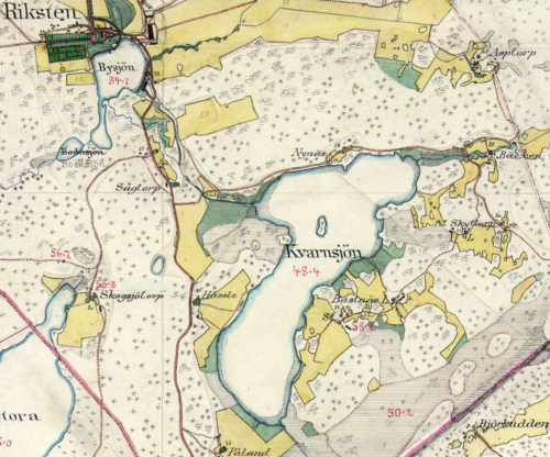 Mapa Rikstens kvarnsjö 1901