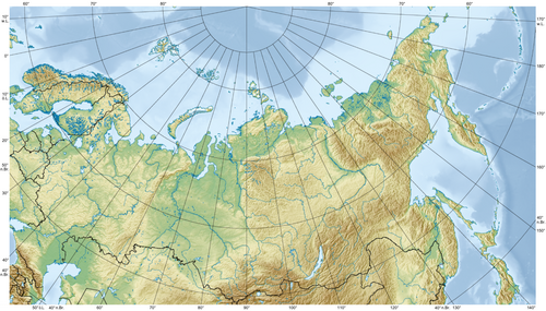 Mapa rzeźby Federacji Rosyjskiej