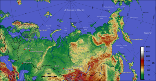 Mapa topograficzna Rosji