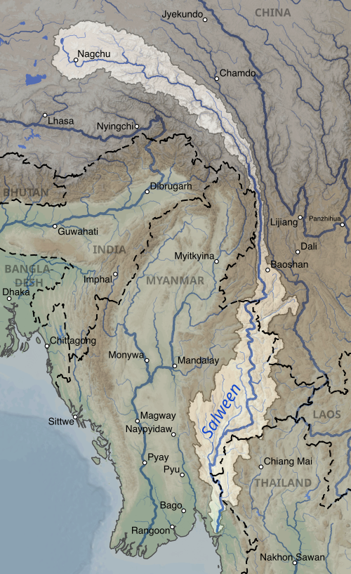 Mapa basenu rzeki Salween