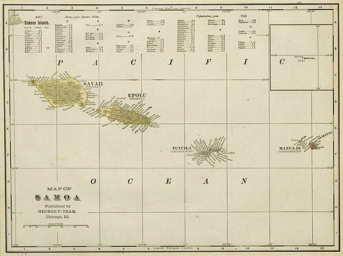 Mapa Samoa - Cram 1896
