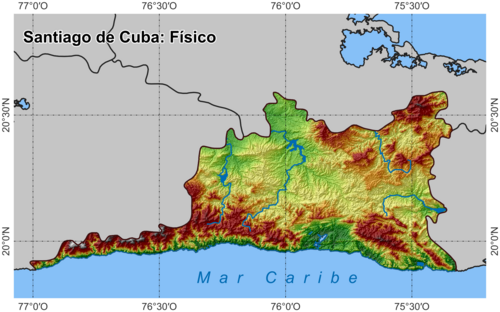 Santiago de Cuba. Mapa fizyczna