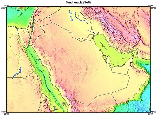 Mapa topograficzna Arabii Saudyjskiej
