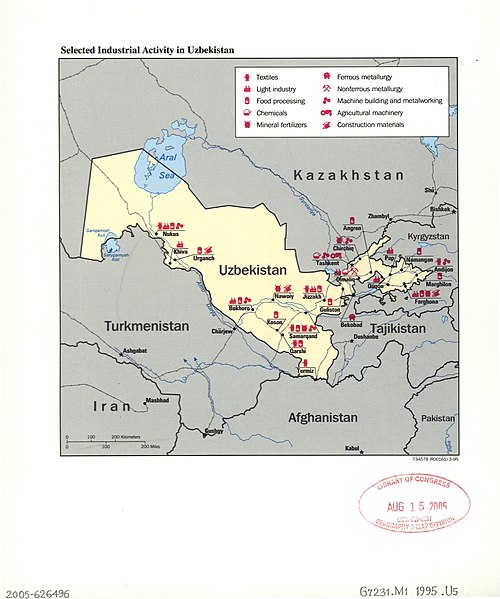 Wybrana działalność przemysłowa w Uzbekistanie