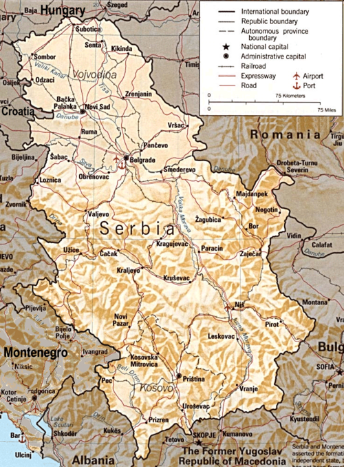 Mapa topograficzna Serbii