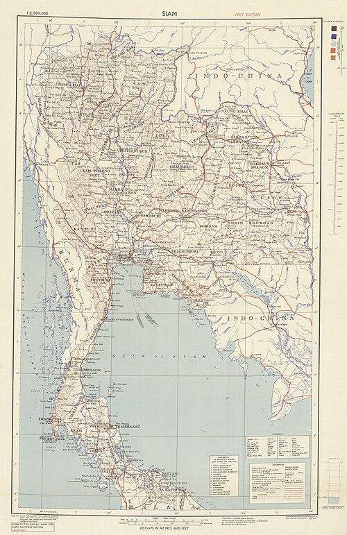 Mapa Siam 1946 (Tajlandia)