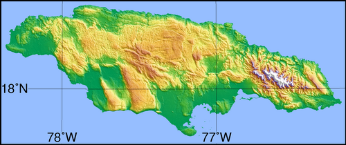 Prosta mapa topograficzna Jamajki