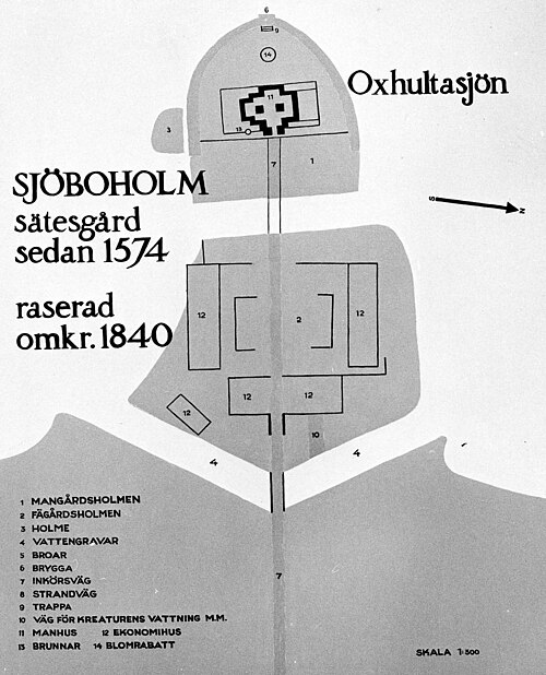Sjöboholm. Mapa siedziby szlachty