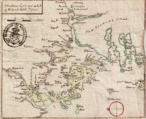 Mapa morska wybrzeża koło Haldenu