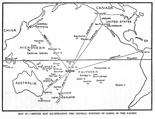 Mapa szkicowa Samoa na Pacyfiku