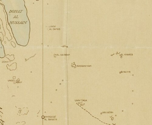 Mapa Kataru i Bahrajnu 1933 - Al Nasraniya